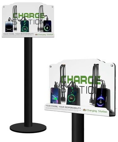 Station de charge pour téléphone portable | Charge rapide 8 appareils | Compatible avec les tablettes Apple Android | Idéal pour les bureaux, les hôtels, les hôpitaux, les aéroports (blanc)