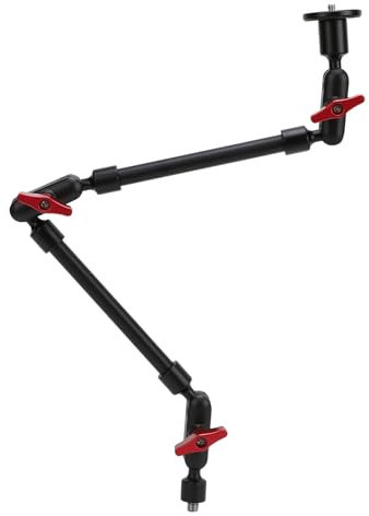 Tihebeyan Mountop Support de caméra réglable à 360° avec tête sphérique et microphones LED, convient pour les crochets de lampe de table, matériau en alliage d'aluminium (58 x 44 x 6,5 cm)