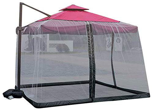 Zanzariera per ombrelloni da giardino, copertura convertitore ombrellone per tavolini, trasforma il tuo ombrellone in un gazebo, 300x300x230cm, colori opzionali, nero