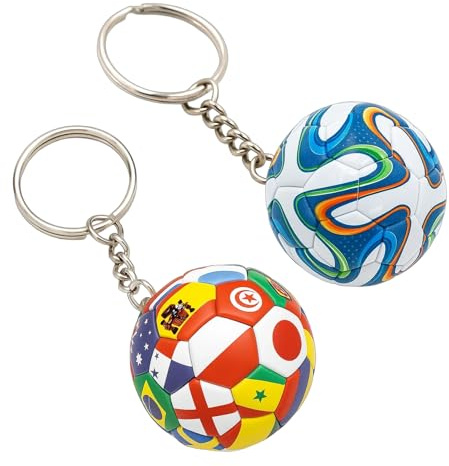 DqiUnaX Schlüsselanhänger Fußball, 2 Stück Fußball-Schlüsselanhänger Set, Inklusive Samba Der Ruhm Und Weltflaggen Design, Mitgebsel Für Kindergeburtstag, Fussball-Fans Geschenk