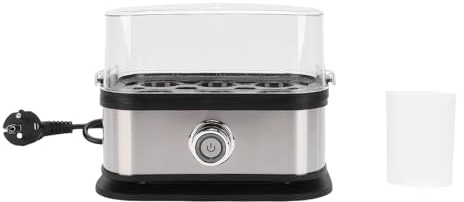 Haofy Cuiseur à œufs Rapide de Luxe, 6 œufs en Acier Inoxydable, Arrêt Automatique, Machine à Bouillir électrique Portable pour la Maison, le Bureau, le Dortoir, Petit Déjeuner Rapide (Prise UE)