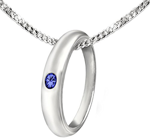 CLEVER SCHMUCK Taufkettchen Taufring schlicht mit Stein safirblau Kette Panzer 36 cm gläzend poliert 925 Sterling Silber im Schmucketui