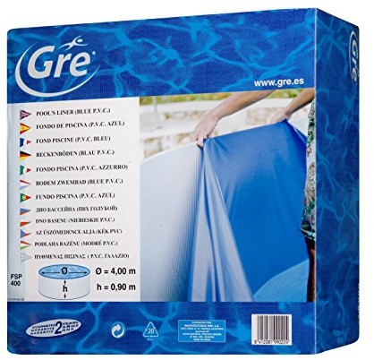 Gre FSP350 -Liner per piscine rotonde, 350 x 90 cm (L x H), sistema overlap, colore blu