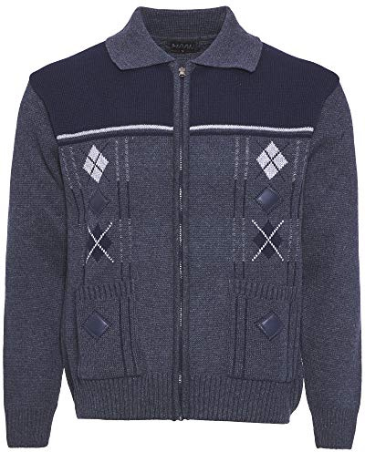 Stickad cardigan för män tjock stickad med full dragkedja framknäppning krage framfickor