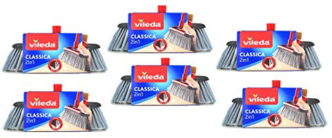 Vileda - 6 escobas clásicas 2 en 1 sin mango
