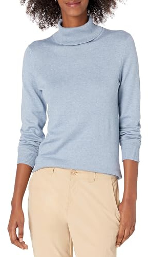 Amazon Essentials Women's Lätt långärmad tröja med polokrage klassisk passform (finns i plusstorlek), Indigoblå ljung, S