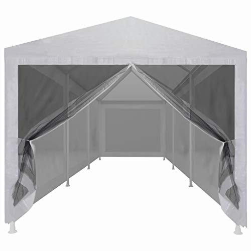 Gazebo pieghevole da giardino, 9 x tenda per feste di matrimonio, portatile, per garage e garage con telaio in acciaio impermeabile con 8 pareti laterali a rete, 9 x 3 x 2,55 m