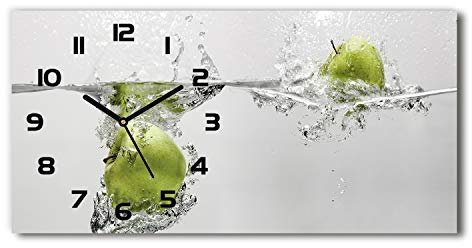 Tulup Horloge en Verre 60x30cm Silencieuse sur Pied Salon Design La Mur Impression Verre Sécurité Noir - Apple sous l'eau