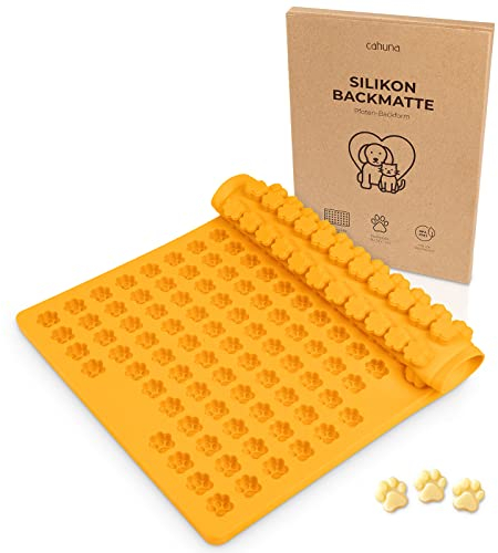 Cahuna Silikon Backmatte für Hundekekse mit Mini Pfote - Backform für Hundeleckerli BPA frei und mit Rand - Wiederverwendbare Backunterlage für den Backofen