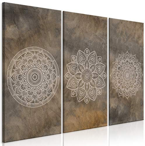 decomonkey Akustikbild Premium Mandala 135x90 cm 3 Teilig Kunst Akustikpaneele Akustikdämmung Schallschlucker Schallabsorber Schalldämmung Akustikplatten Abstrakt Orient Ornament
