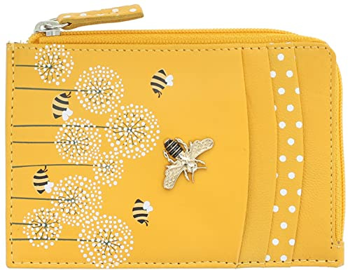 Mala Leather Moonflower Collection Leather Coin Purse/Card Holder RFID 4249_56 Yellow