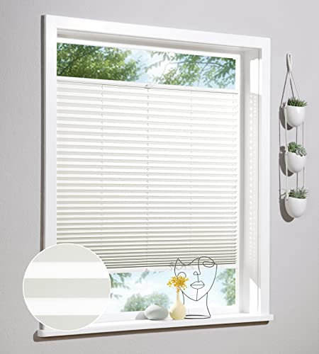 Deco Home | Plissee nach Maß, Personalisierbare Plissees mit & ohne Bohren, Sichtschutz Fenster, Faltrollos | Creme