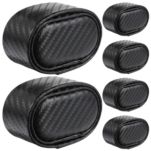 Hemobllo 6er Set Uhrenbeweger-Kissen, Ersatz Uhrenkissen aus PU-Leder mit Carbon-Design, Weiches Display-Kissen für Uhrenbox, Uhrenbeweger & Vitrine, Uhrenaufbewahrung Schwarz, 6.8x4.5x3cm