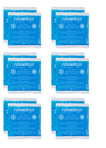 Relaxdays Kühlpads, 12er Set, Kalt-Warm-Kompressen, 14 x 13 cm, Erste Hilfe, Wiederverwendbare Gelkühlkompressen, blau