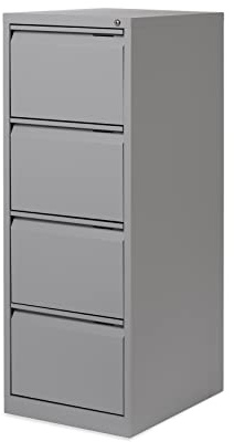 Rocada | Archivador Metálico para Carpetas Colgantes | Armario archivador Muebles Oficina | 4 Cajones| Armarios con Cerradura | 47x62x132 cm - Gris