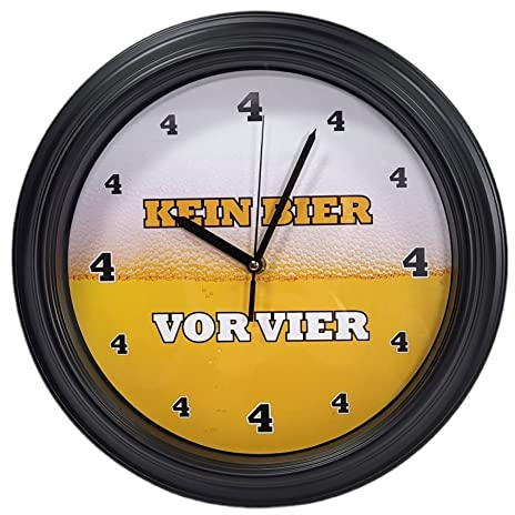 BUSDUGA 4225 lustige Wanduhr kein Bier vor Vier mit Biersound, Analoge Uhr für Bierliebhaber Quartz Uhrwerk