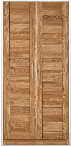 Lomadox Schlafzimmer Massivholz Kleiderschrank Drehtürenschrank Schlafzimmerschrank Schrank 2-türig in Wildeiche massiv, B/H/T: ca. 96/207/60 cm
