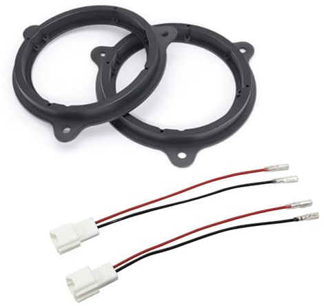 Angelluck Espaciadores Adaptadores de Altavoz de Estéreo de Coche de 6.5 Pulgadas, Soporte de Almohadilla y Cable de Altavoz para Accesorios de Coche, Bocina de Auto, Junta para Smart Dacia