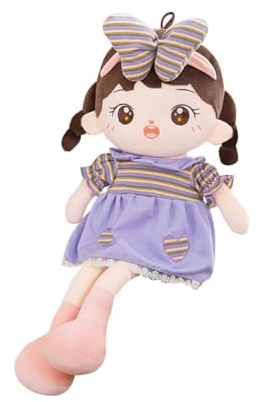 Stoffpuppe Mädchen,Kuschelpuppe Weiche Stoffpuppe mit Kleidung und Haar für Kinder Mädchen von 0-5 Jahre,Niedliche Puppe Plüschpuppe Baby Mädchen Geschenke Kinder Spielzeug Plüschtier Textilpuppen