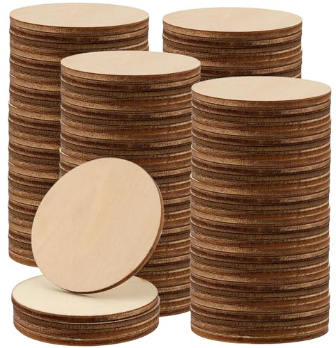 ZEONHAK 200 PCS 2 Inch/5cm Wood Craft Circle, 2.5mm Thick Unfinished Wooden Discs, Blank Wooden Slices for DIY Craft, Decoration, Painting