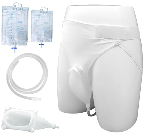 Lefeke Wearable Men's Urinal, Portable Urinals for Men, Reusable Male Urine Bag, External Catheter for Men, Elderly Urinal with Urine Catheter Bags(2000ML*1+1000ML*1) for Bedridden Patients
