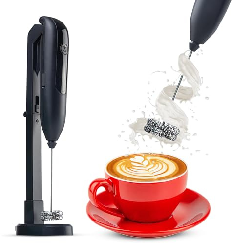 Alpspeaks Wireless Rechargeable Milk Frother Handheld with Stand for Latte Art/Double Small Whisk Milk Frother Wand Coffee Frother Handheld/Electric Whisk Frother for Coffee/Batidora Para Cafe