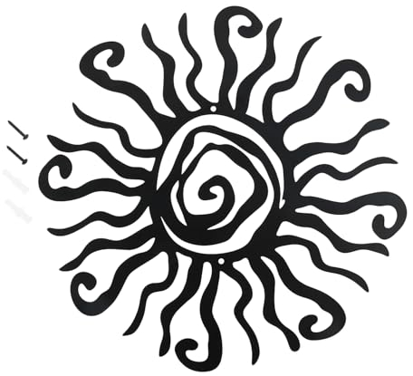 gohantee Sonne Wanddeko Metall Wanddekoration Spirale Wandskulptur Vintage Wandschmuck Eisen Wandkunst Anhänger Geschenke für Garten Balkon Terrasen Wohnzimmer Schlafzimmer