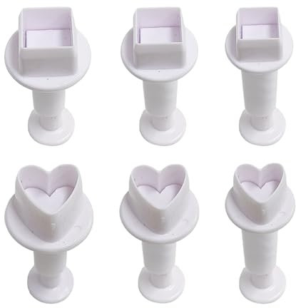 3 Cortadores De Galletas De Corazón, 3 Cortadores De Galletas Cuadrados, Cortadores De Galletas En Forma De Corazón, Cortadores En Forma De Corazón