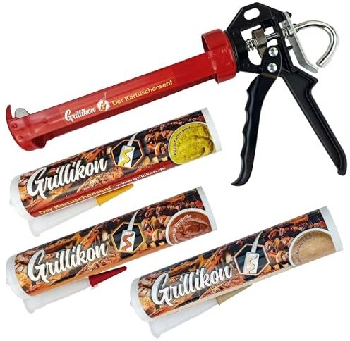 Grillikon Kartuschensoße Set mit Kartuschenpresse (3er Soßenmix)