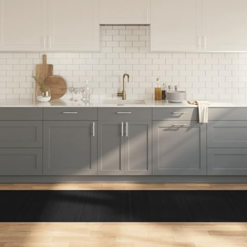 Sufrk Rechteckiger Teppich Schwarz 80 x 500 cm aus Bambus-Teppich Bambus-Teppich Holz rutschfeste Matte Läufer Bambusmatte Küche Bad