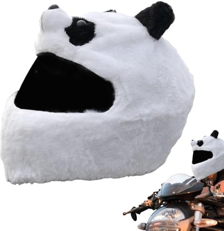 Plüschbezug Für Einen Helm - Motorradhelm Überzug Plüsch,Plüsch Motorradhelm Halloween,Süß Motorradhelm Plüsch Überzug,Motorradhelm Überzug Lustig,Motorradhelm Abdeckung Plüsch(Panda)