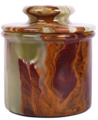 Mantequera redonda de mármol hecha a mano | Elegante mantequillera francesa verde ónix | Almacenamiento ideal para mantequilla suave | Compañero clásico de desayuno (tamaño regular) (mármol)