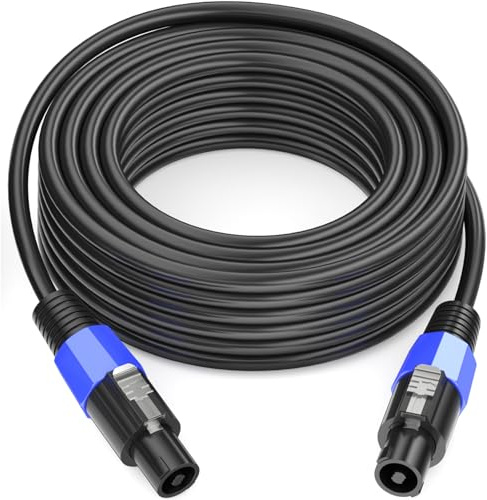 Jumwa 15M Speakon Câble de haut-parleur avec Twist Lock M-M 15AWG 2 Conducteurs Wire pour Heavy Duty Audio Amplificateur
