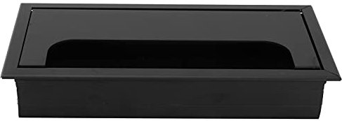Rectangle Cable Grommet, Metal Wire Hole Cover Cable Cord Grommet Desk Hole Cover Desk Grommet for Home Office Computer Desk (Black, 160mm x 80mm)