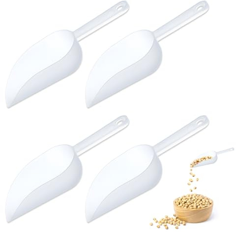 4 Unidades de Pala de Hielo de Plástico Transparente, Pala Hielo PláStico De Cocina Multifuncional, para Hielo, Café, Dulces, Harina, Palomitas Maíz, Papas Fritas, Bocadillos, Postres, Especias