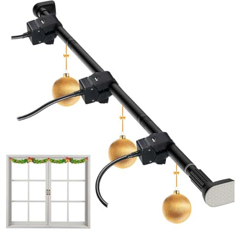 Christmas Garland Hanger, Christmas Plant Telescopic Hanging Stand, Adjustable Wreath Hanger, Reusable Tension Rod for Decorations, Strong Load Bearing Metal Christmas Garland Hook, String Lights