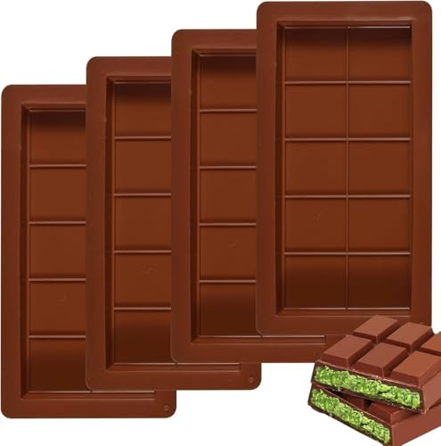 Moule Tablette Chocolat 4 Pièces Moule Chocolat Moule Silicone Tablette De Chocolat Moule Chocolat Profond Antiadhésif BPA Moules à Pâtisserie pour Chocolat Pralines
