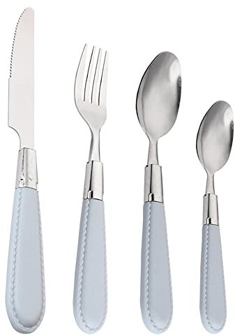 Couverts Bleus pour 6 Personnes Ensemble d'ustensiles de 24 pièces en Acier Inoxydable 18 10 Comprenant Couteau, Fourchette et cuillère, Poli Miroir, Lavable au Lave-Vaisselle