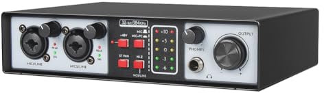 Rtauhife Interfaz de Audio USB Externa Tarjeta de Sonido 2 Entradas y 2 Salidas USB Computadora Tarjeta de Sonido Sin Controlador GrabacióN en Mezclador de Karaoke