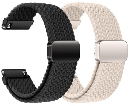 KUBFDL klockarmband i nylon 20 mm 22 mm elastiskt armband med magnetisk stängning för kvinnor män snabbkoppling smartklockor ersättningsarmband justerbart ventilerande sportklockarmband, 22mm, Nylon