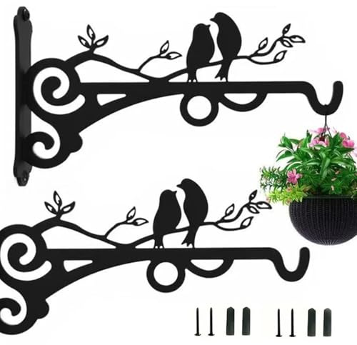DragonX2 2 Stück Blumenampel Halterung Metall, 20cm Blumenampel Vogelhäuschen Wandhalter Haken, Blumentopf Wandhalterung, Geeignet Für Gartendekoration, Blumentöpfe, Lichterkette