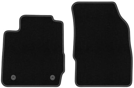 Velours-Fußmatten vorne passend für Ford Fiesta MK7 2011-2017, Schwarz | passend für Schrägheck; dünner Velours-Teppich (Polypropylen), ca. 4 mm; rutschfest, vormontierte Befestigungen (Typ FC)