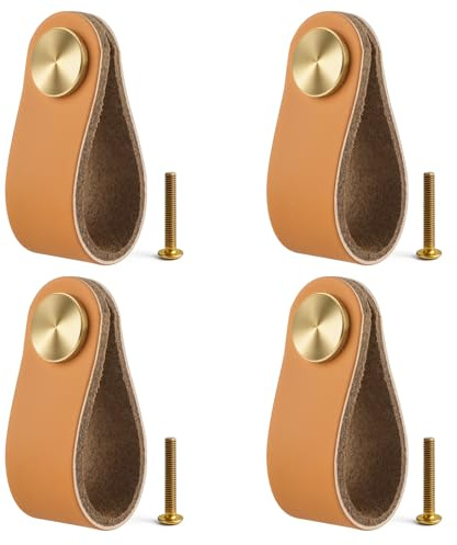 Maniglie in Pelle per Mobili, 4 Maniglie per Mobili in Pelle Pomelli Cassetti Chics, Maniglie per Armadi, Manopole per Mobili per Cassettiere, Cucine, Armadi