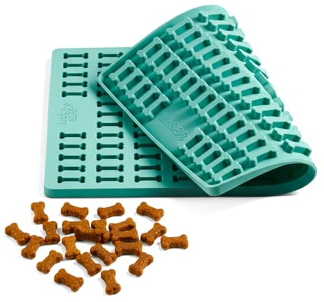 LuckyChef Backmatte kleiner Knochen für Hundekekse, Silikon, Salbei | Antihaft- und geruchsneutrale Silikonform, BPA-frei, lebensmittelecht, spülmaschinenfest. Für selbstgemachte Hundeleckerlis.