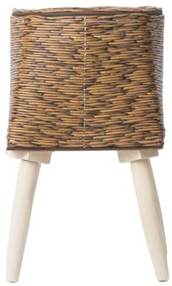 Asukohu Vaso per piante dall'aspetto luminoso in vimini artificiale in rattan intrecciato, elegante vaso da fiori per la decorazione della casa e il soggiorno