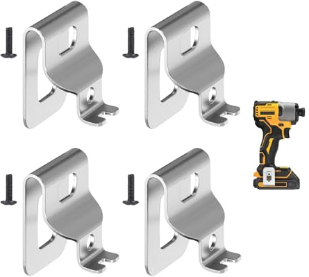 4 Pcs Belt Clip for Dewalt, Tool Clips Electric Drill Holder and Replacement Hooks with Screws, Cordless Power Clip Belt Tool Accessories for Impact Driver, Hanger for Tool Belt and Waist Buckle
