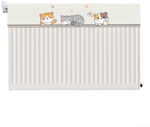 TDCuizent Cubierta antipolvo para radiador, diseño de gato, protector de tela para calefacción del hogar, radiador, protección antihumo, mejora del hogar, accesorio de calentador blanco (39.9 pulgadas