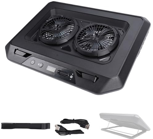 Plyisty Base di raffreddamento per laptop 15,6-19, raffreddatore per laptop con 2 ventole silenziose, fino a 2300 RPM, luci RGB, display LCD, 6 altezze regolabili, 4 USB, 2 TYPE C