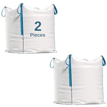 Erfu Big Bag Sac de Transport 90 x 90 x 90 cm – Capacité 1000 kg | Sac en Polypropylène Tissé avec 4 Poignées de Levage | pour Gravats | Bois, Sable, Déchets de Jardin (2)