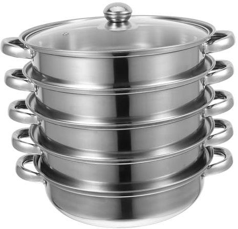 VALICLUD Olla Vapor Acero Inoxidable Multifuncional para Hogar Cazuela Vapor Compacta y Práctica